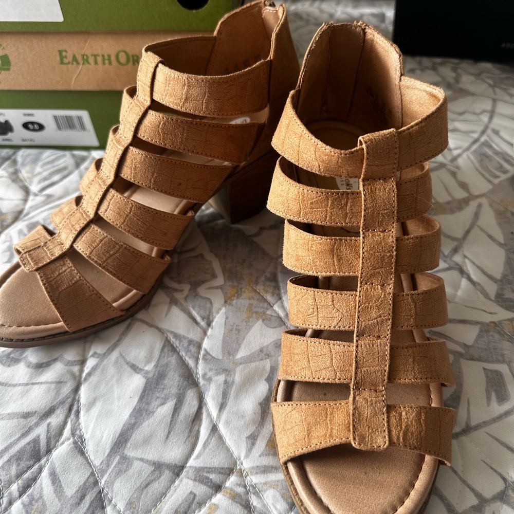 Dr. Scholl's Tan Strappy Heeled Sandals
